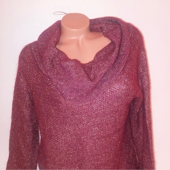 Moda International Mohair Cowl Neck Sweater Sml Burgundy Gold Victoria’s Secret - Picture 4 of 12